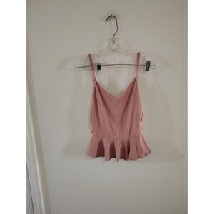 Saints 21 Dusty Rose Peplum Camisole Top V-Neck Spaghetti Strap NWT Small